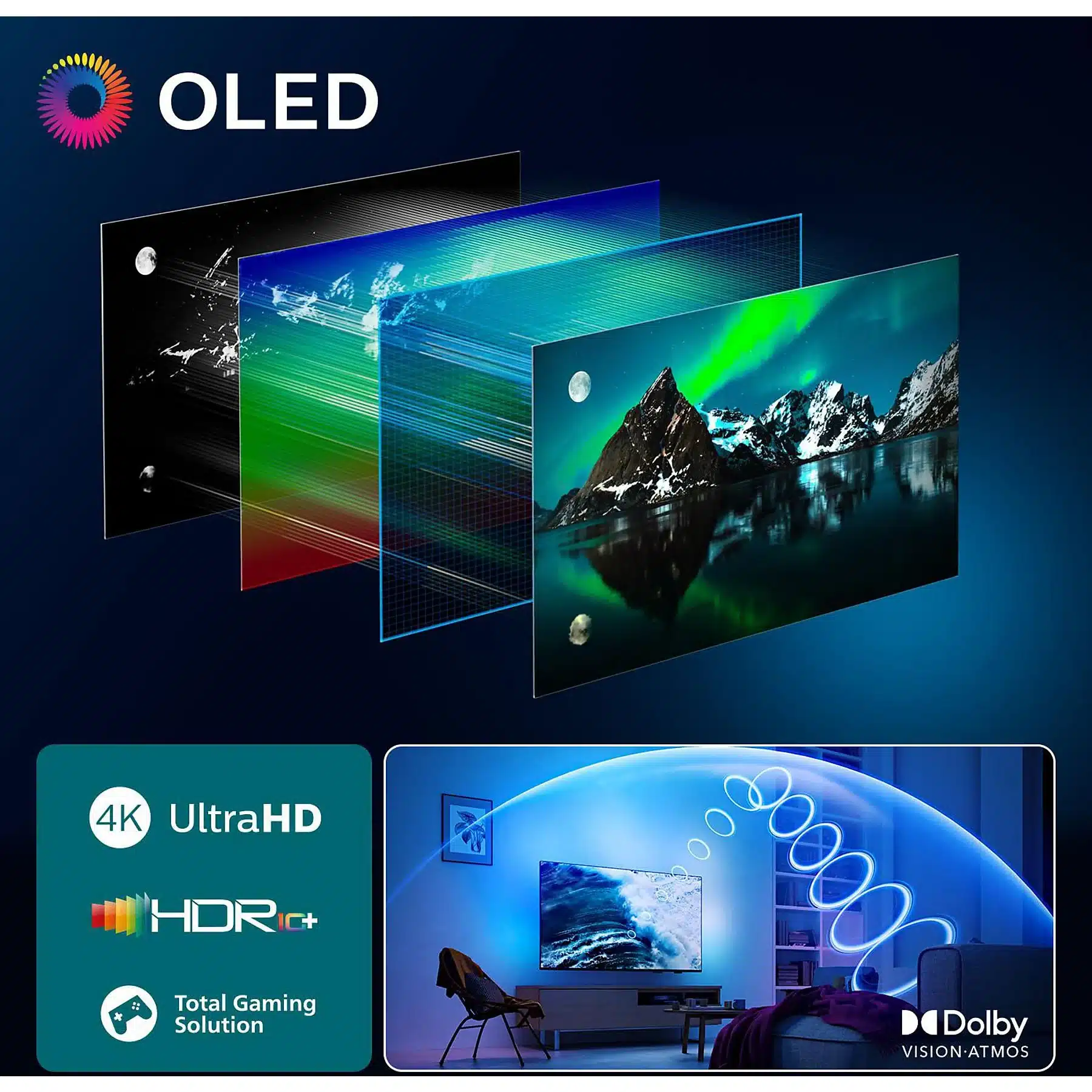 PHILIPS 55OLED760/12 OLED Ambilight TV (piatto, 55 Zoll / 139 cm, UHD 4K, SMART TV, Ambilight) - Afbeelding 2