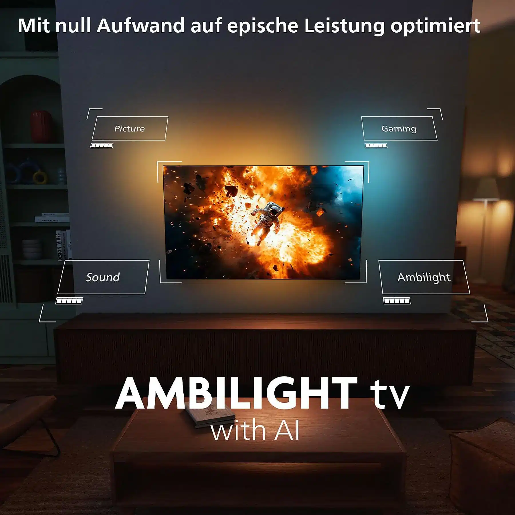 PHILIPS 55OLED760/12 OLED Ambilight TV (piatto, 55 Zoll / 139 cm, UHD 4K, SMART TV, Ambilight) - Afbeelding 3