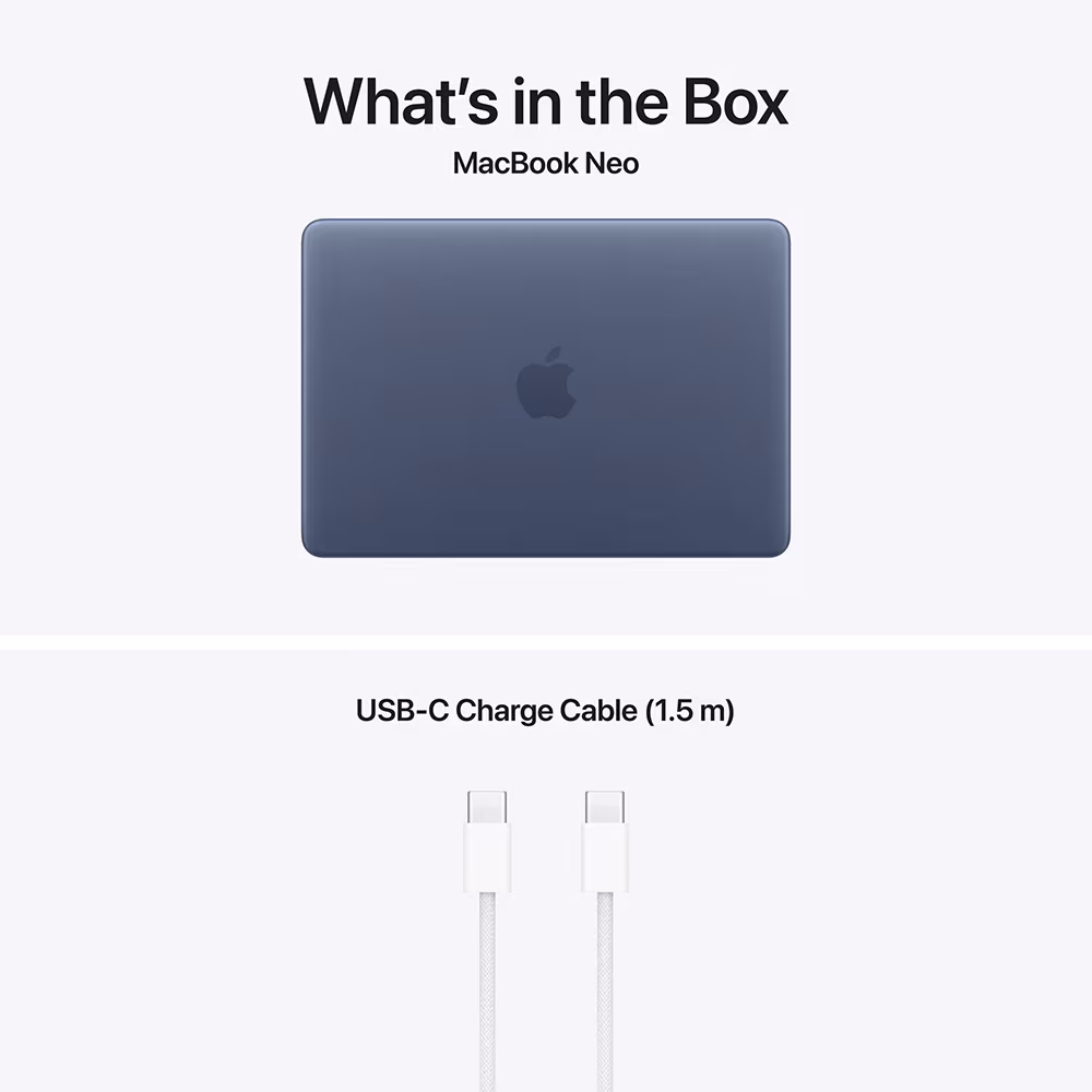 Laptop APPLE MacBook Neo 13 mhff4ro/a, Apple A18 6-core CPU, 13" Retina-display, 8 GB, 256 GB SSD, 5-core GPU, macOS Tahoe, Indigo - Toetsenbordindeling INT aanbog - Afbeelding 10